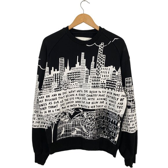Rob Ryan by Juun.J Oversized Poem Crewneck Black men's size 46 / Small - Picture 1 of 13